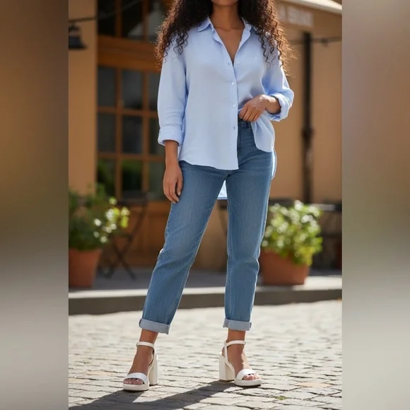 Putu White Platform Heel Sandals Womens Size 8.5 Ankle Strap Block Heel New - Picture 4 of 14